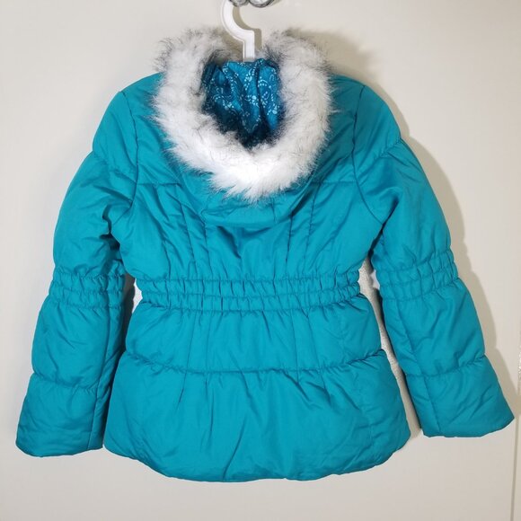 London Fog Jacket Teal Green Puffer Full Zip Hooded Long Sleeve Youth Medium - Picture 2 of 9